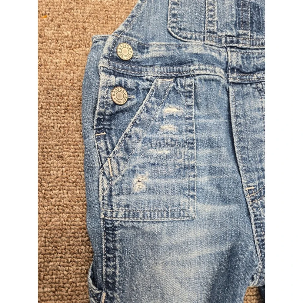 Baby Gap Denim Overalls 6-12 Months Blue Distressed Carpenter Jeans Kids Western